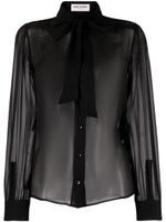 Saint Laurent blouse en soie à détail de nœud - Noir