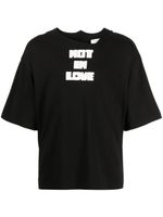 Natasha Zinko slogan-print asymmetric cotton T-shirt - Noir - thumbnail