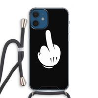 Middle finger black: iPhone 12 Transparant Hoesje met koord
