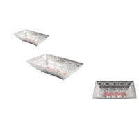 Set van 3 prachtige decoratieve schalen-Metalen dienblad zilver 28x17 cm rechthoekig Decoratieve dienbladen Metalen - thumbnail