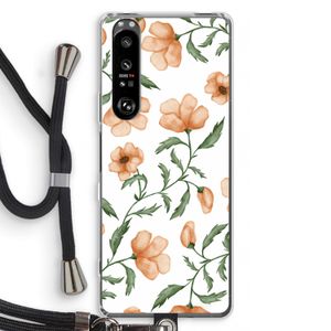 Peachy flowers: Sony Xperia 1 III Transparant Hoesje met koord
