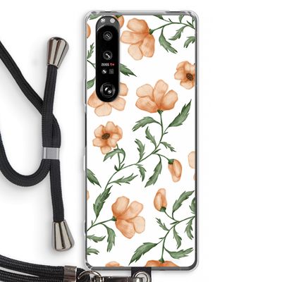 Peachy flowers: Sony Xperia 1 III Transparant Hoesje met koord
