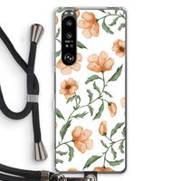 Peachy flowers: Sony Xperia 1 III Transparant Hoesje met koord