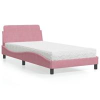 Bed met matras "Dover" fluweel roze 100x200 cm