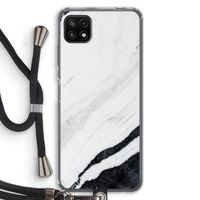 Elegante marmer: Samsung Galaxy A22 5G Transparant Hoesje met koord