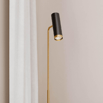 Mat zwart gouden vloerlamp met schakelaar en Gu10 fitting By Rydens Puls