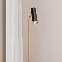 Mat zwart gouden vloerlamp met schakelaar en Gu10 fitting By Rydens Puls