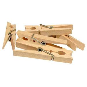 Wasknijpers bamboe hout - 24x stuks - basic size 7 cm - was ophangen