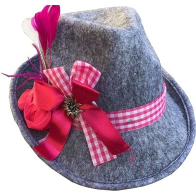 Partychimp Hoed Oktoberfest Theresia Dames Vilt Grijs One-size