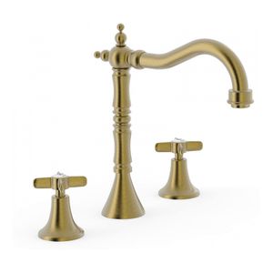 Wastafelkraan Tres Classic | Opbouw | Mengkraan | Standaard model | 2-hendels | Rond | Oud messing mat