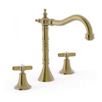 Wastafelkraan Tres Classic | Opbouw | Mengkraan | Standaard model | 2-hendels | Rond | Oud messing mat