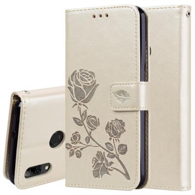 Rose reliëf horizontale Flip PU lederen draagtas voor Huawei P Smart 2019 met houder & kaartsleuven & portemonnee (goud)