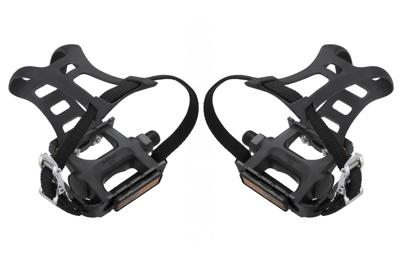 Wellgo R11 Pedalen + Toe Clips + Straps - Zwart