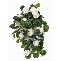 Kunstplant Witte geranium - wit - hangplant - 70 cm - decoratie   - - thumbnail