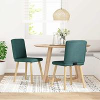 Eetkamerstoelen 2 st stof donkergroen