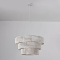 Hanglamp Serengeti bianco - E27-fitting - IP20 voor binnen - Wit - Gevlochten katoenen koordjes - Drielaags