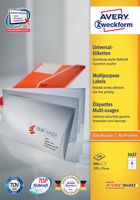 Avery Zweckform 3427, Universele etiketten, Ultragrip, wit, 100 vel, 8 per vel, 105 x 74 mm - thumbnail