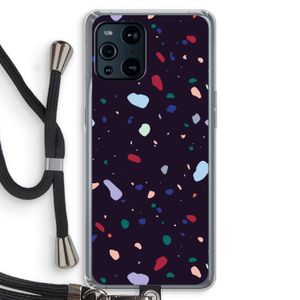 Dark Rounded Terrazzo: Oppo Find X3 Pro Transparant Hoesje met koord