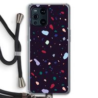Dark Rounded Terrazzo: Oppo Find X3 Pro Transparant Hoesje met koord