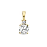 14K Geelgouden Hanger met April Geboortesteen & Diamant 0.02ct - 10,5mm