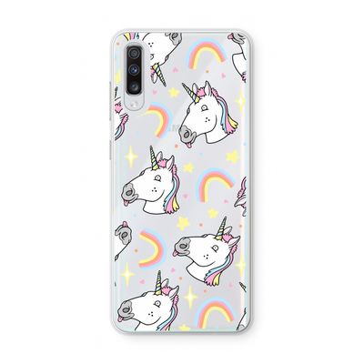 Rainbow Unicorn: Samsung Galaxy A70 Transparant Hoesje