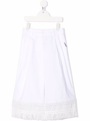 TWINSET Kids pantalon ample à bords effilochés - Blanc