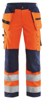 Blåkläder Dames Softshell werkbroek High-Vis 71672517 | High-Vis Oranje/Marineblauw | Maat 46 - 7330509540428