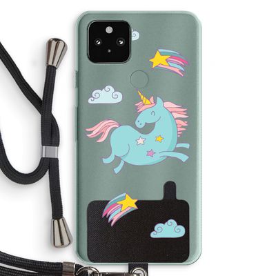 Vliegende eenhoorn: Pixel 5a 5G Transparant Hoesje met koord