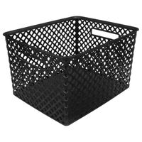 5Five Opbergmand/box van kunststof - zwart - 30 x 37 x 21 cm - 19 liter   - - thumbnail