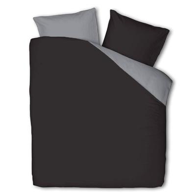 Dekbedovertrek Hotel Two Tone - Antraciet - Eenpersoons (140x200 Cm) - Antraciet Microvezel - Effen - Fresh And Co - Dekbed-Discounter.nl