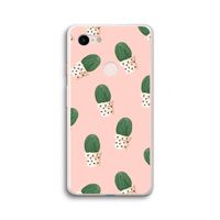 Cactusprint roze: Google Pixel 3 XL Transparant Hoesje