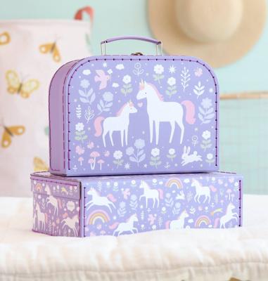 Set van 2 EENHOORN A Little Lovely Company koffers voor meisjes lavendel