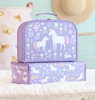 Set van 2 EENHOORN A Little Lovely Company koffers voor meisjes lavendel