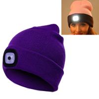 Unisex warme Winter polyacrylonitryl brei Hat volwassen hoofd Cap met 4 LED-Lights(Purple)