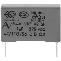 Kemet R46KI310000M1M+ 1 stuk(s) MKP-draadloze ontstoringscondensator Radiaal bedraad 100 nF 275 V 20 % 15 mm (l x b x h) 18 x 5 x 11 mm - thumbnail