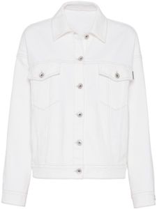 Brunello Cucinelli veste en jean à perles - Blanc