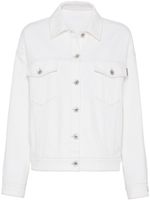 Brunello Cucinelli veste en jean à perles - Blanc