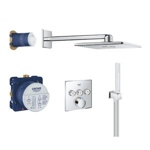 GROHE SmartControl Regendoucheset Inbouw - hoofddouche rechthoekig 31cm - 2 functies - handdouche staaf 1 stand - chroom 34712000