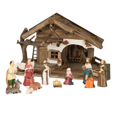 Kerststal met figuren - hout - 11 beelden - kerststal - kerststal figuren