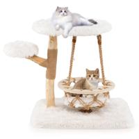 Massief Houten Krabpaal met Hangwieg en Sisal Krabpaal Moderne Kattenboom