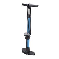 Zwart/blauwe fietsbandenpomp staand met drukmeter 67 cm   -