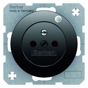 Berker wandcontactdoos penaarde LED controlelamp R1-R3 zwart 6765092045