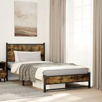 Bedframe zonder matras metaal gerookt eikenkleurig 107x203 cm
