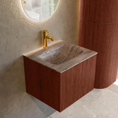 Badmeubel Mondiaz Kurve-Dlux | 50 cm | Meubelkleur Ruby | Wastafelkleur Oza | Solid surface | Wasbak midden spoelbak | 1 kraangat
