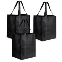 4x stuks boodschappen tassen/shoppers zwart 38 cm