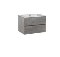 Storke Edge zwevend badmeubel 75 x 52 cm beton donkergrijs met Diva enkele wastafel in glanzend composiet marmer