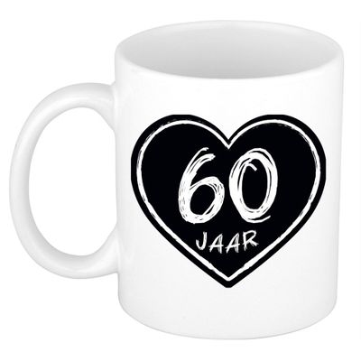 Cadeau mok/beker - 60 jaar - verjaardag - keramiek - 300 ml