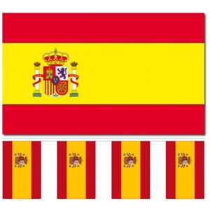 Spanje versiering/feestartikelen set - vlag 90 x 150 cm - vlaggenlijn van 300 cm - landen