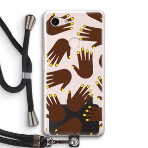 Hands dark: Pixel 3 Transparant Hoesje met koord