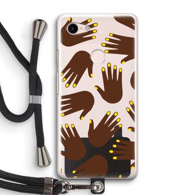 Hands dark: Pixel 3 Transparant Hoesje met koord